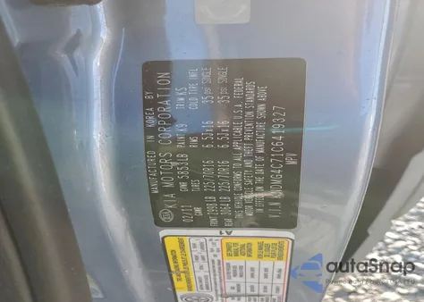 2012 Kia Sedona Lx z USA, uszkodzony, nr VIN KNDMG4C71C6419327